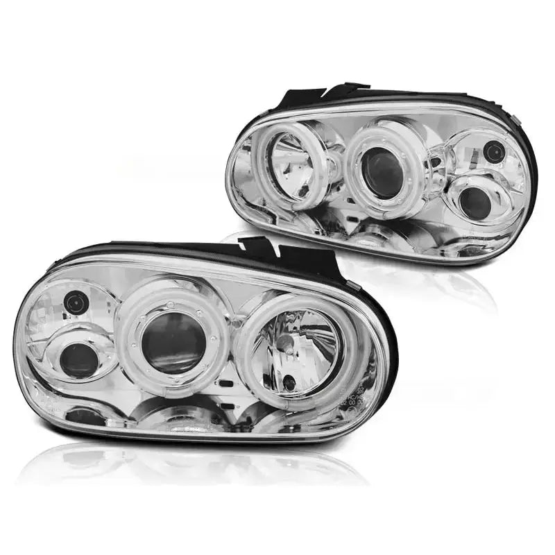 Frontlykter Vw Golf 4 09.97-09.03 Chrome Ccfl Halo Rims