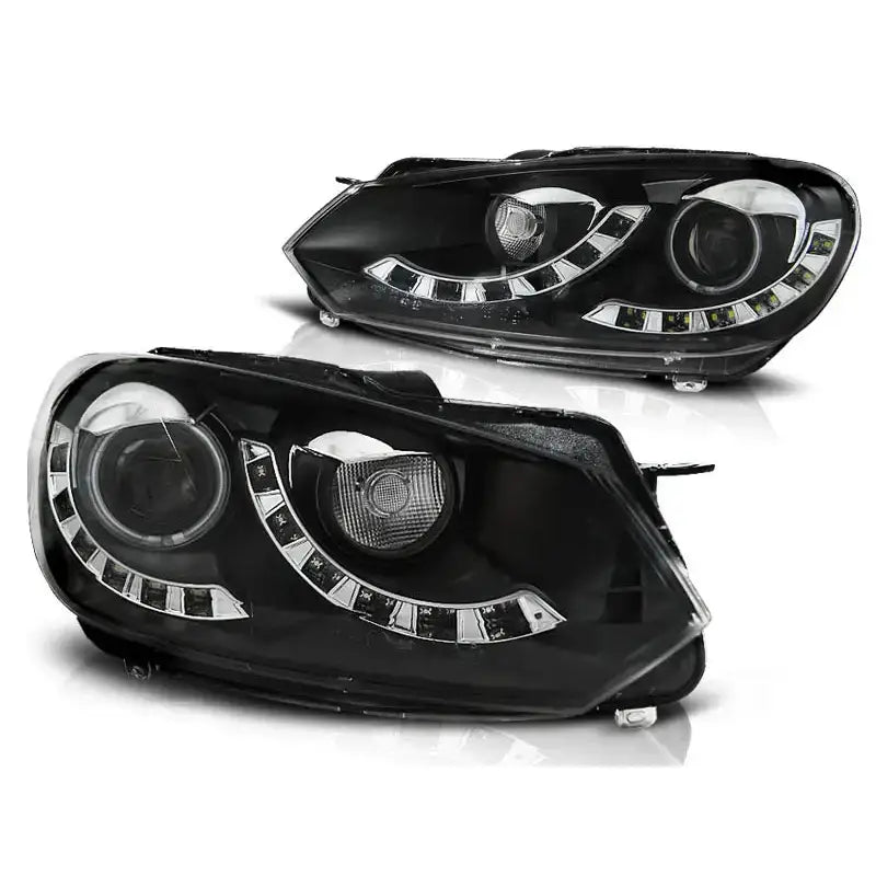 Frontlykter Vw Golf 6 10.08-12 Daylight Black Dual Drl