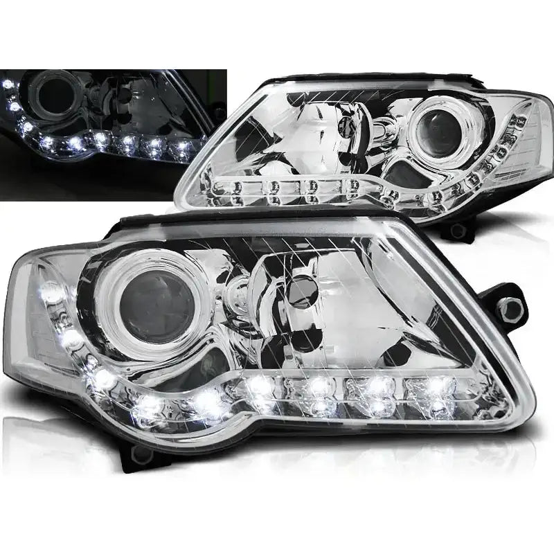 Frontlykter Vw Passat B6 3c 03.05-10 Daylight Chrome