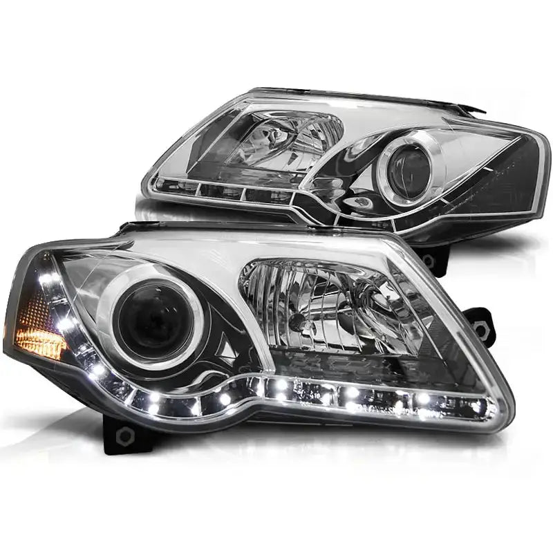 Frontlykter Vw Passat B6 3c 03.05-10 Daylight Chrome Led