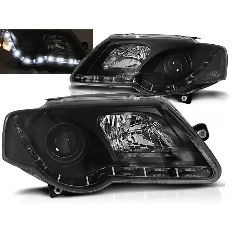 Frontlykter Vw Passat B6 3c 03.05-10 Tru Drl Black