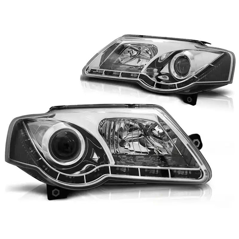 Frontlykter Vw Passat B6 3c 03.05-10 Tru Drl Chrome