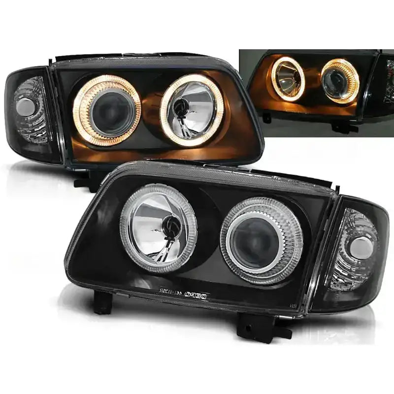 Frontlykter Vw Polo 6n2 10.99-10.01 Angel Eyes Black