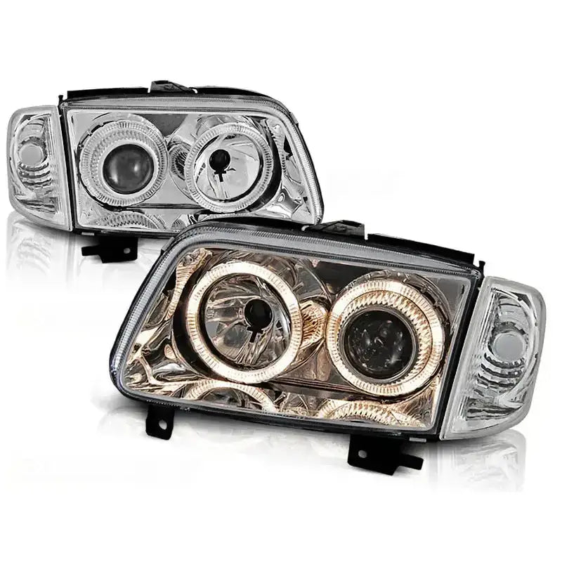 Frontlykter Vw Polo 6n2 10.99-10.01 Angel Eyes Chrome