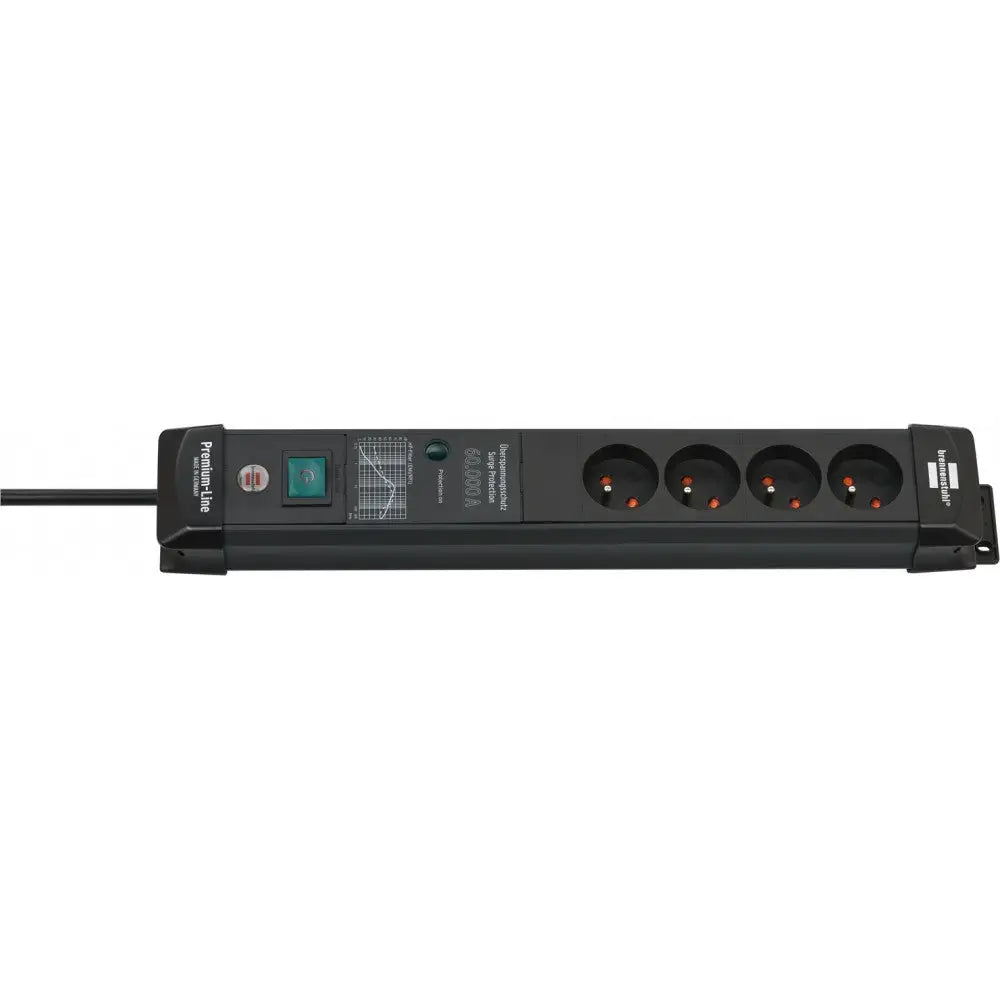 Grenuttak med Overspenningsvern Premium-line 60000a 4-veis Svart 3m