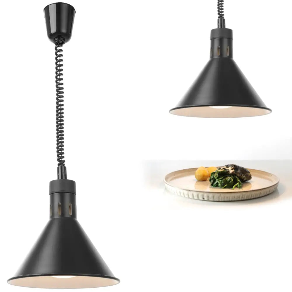 Hendi 273845 - Svart Hengende Konisk Matvarmer 275mm 250 w