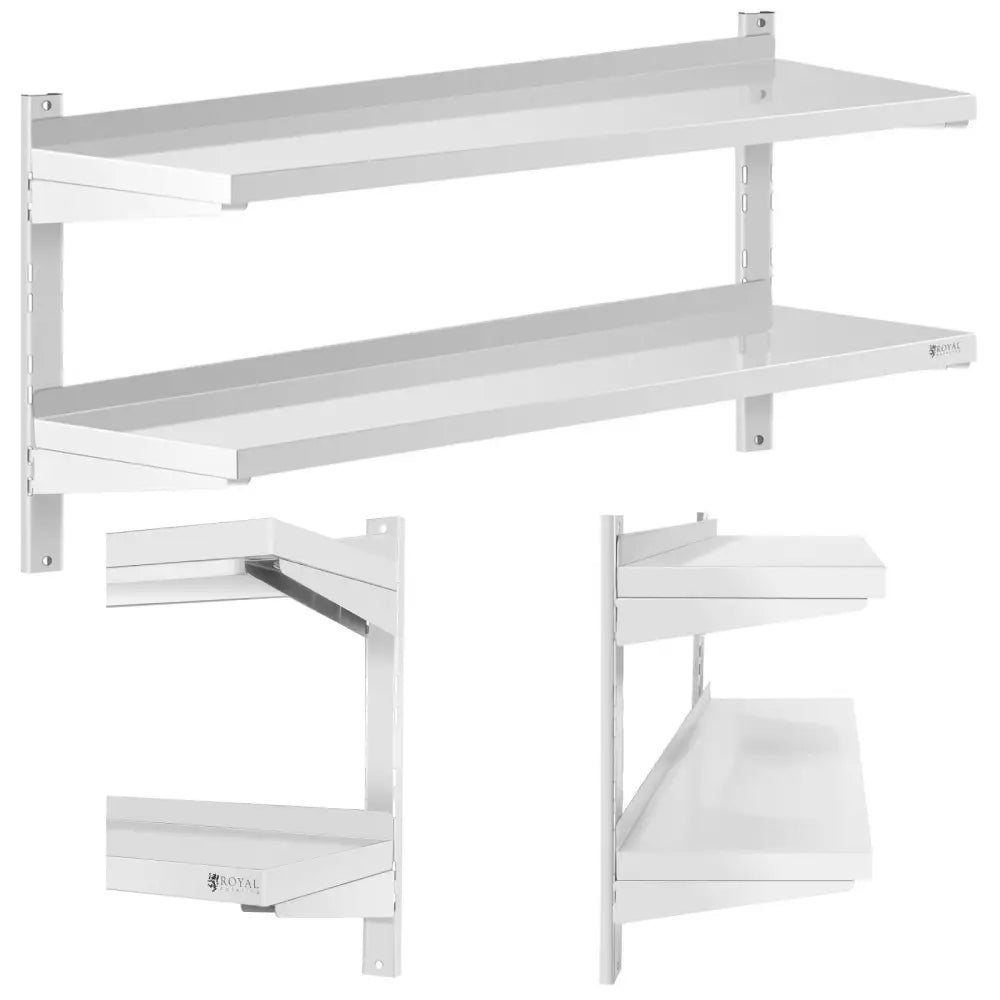 Hengende Dobbel Justerbar Gastronomisk Veggmontert Hylle i Stål 120 x 40 Cm