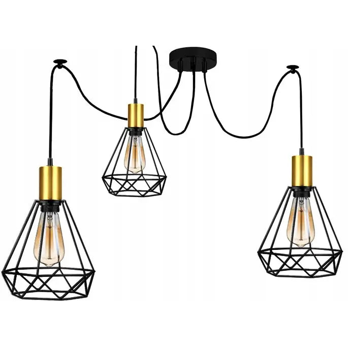 Hengende Lampe Spider Lysekrone 3 Skjermer Loft Gull (pe6361 3 Gull)