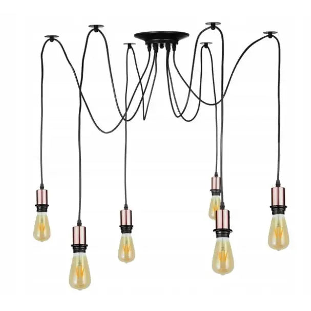 Hengende Lampe Spider Lysekrone Led Rosegull 6xe27 Loft (pe6362)