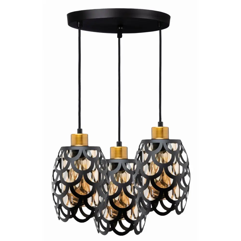 Hengende Lampe Taklampe i Tiffany-stil Svart Metall Ws