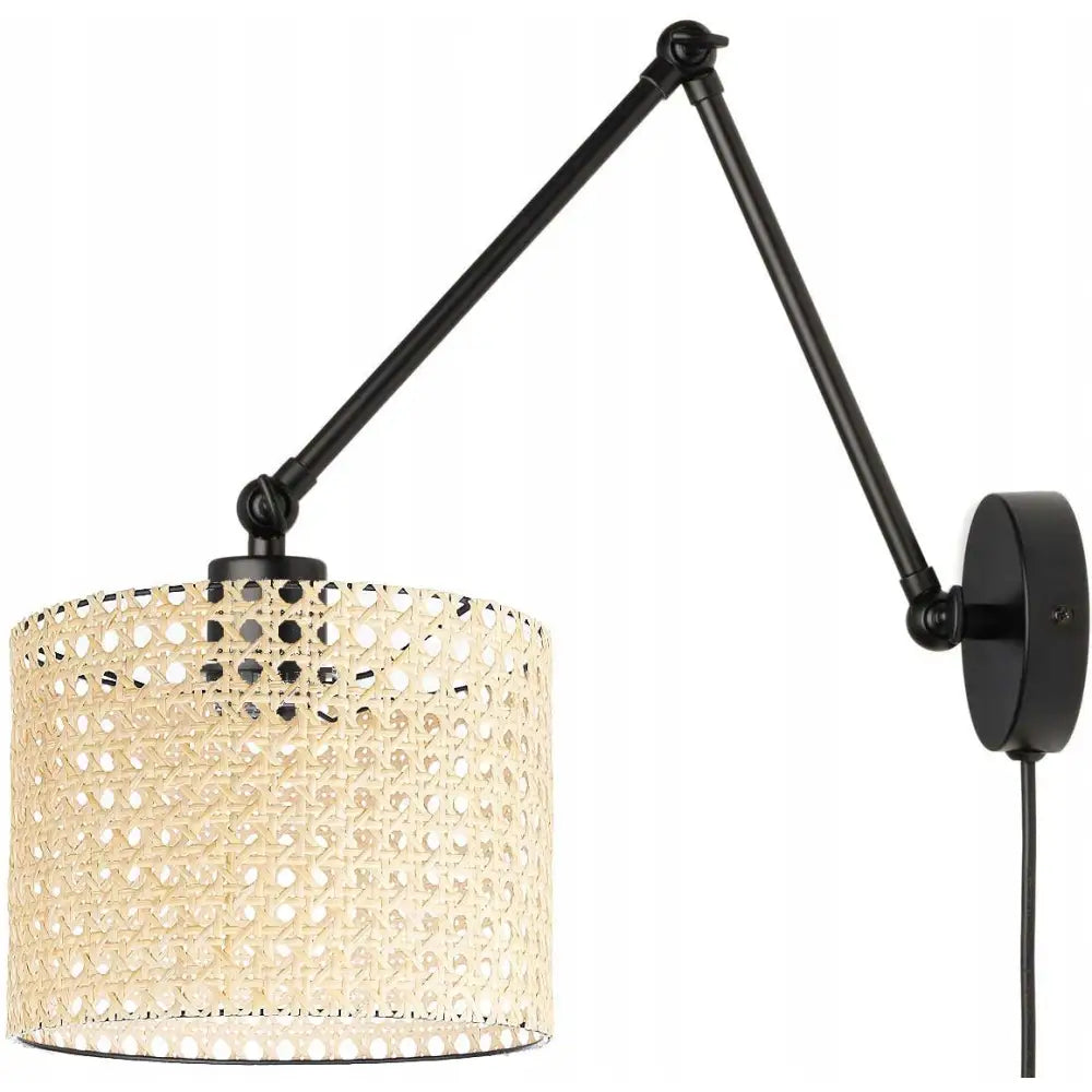 Justerbart Vegglampe med Ledning Metall Svart Skjerm i Rottentre