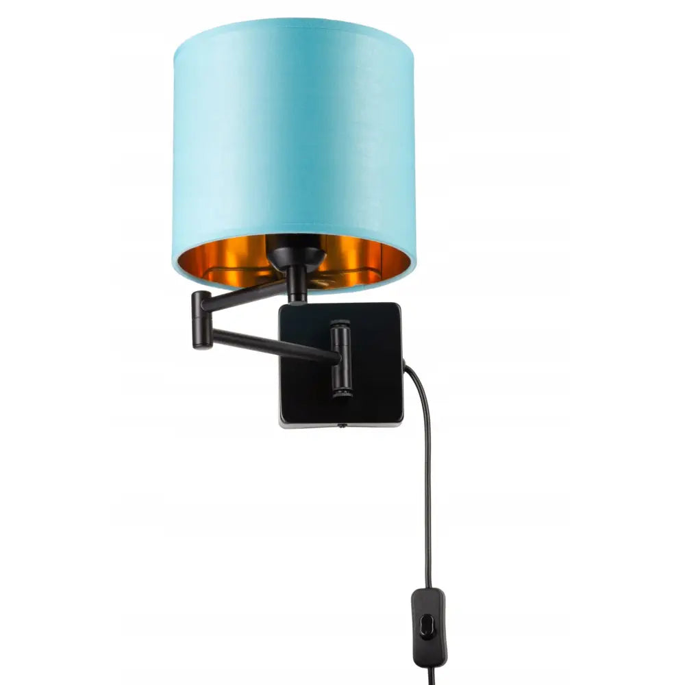 Justervbar Vegglampe med Blå Skjerm Hotellstil med Kabel On/off