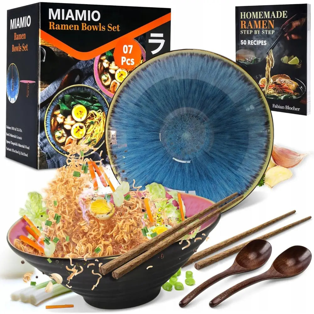 Keramiske Ramen Suppeskåler Japansk Sett for 2 Personer Elegant