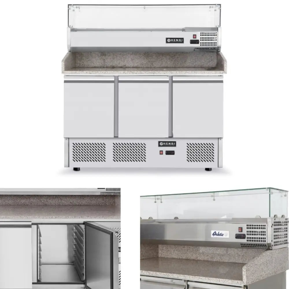 Kjølebord for Pizza med Kjølemonteringssett og Granittplate 140cm - Hendi 232033