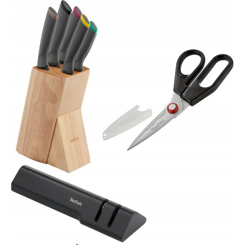 Kniver i Blokk Tefal Fresh Kitchen 6 Deler + Ingenio Saks + Knivsliper