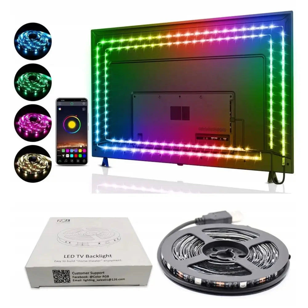 Led Rgb-tape med Usb Tv-bakgrunnsbelysning Bluetooth 4m