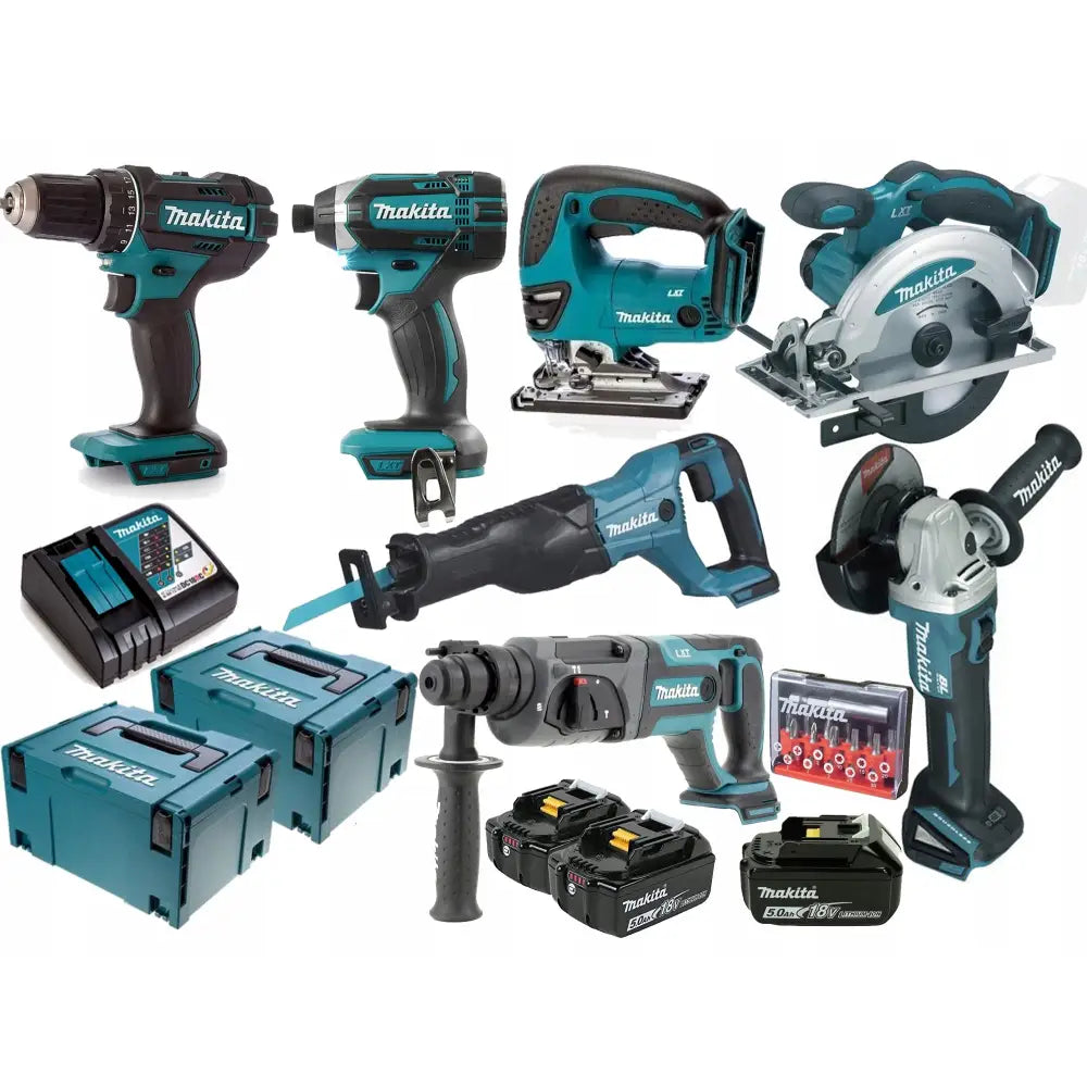 Makita Combo Sett med 7 Verktøy 18v Batterier 3*5ah