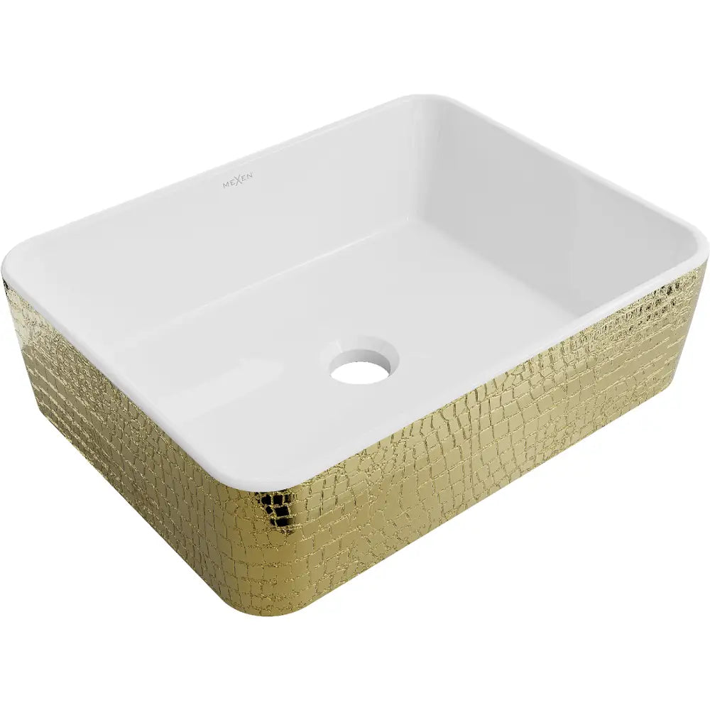 Mexen Catia Bordmontert Vask 48x38 Cm Hvit/gull Skjellmønster