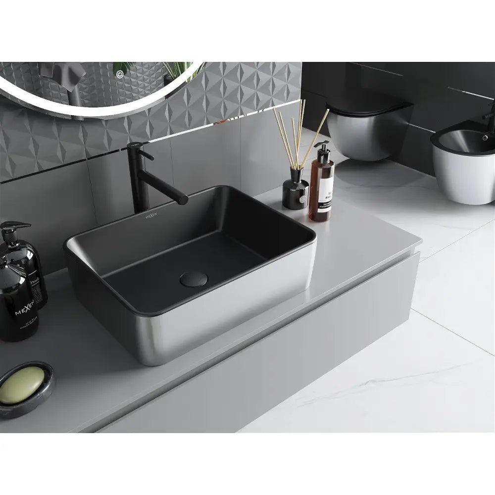 Mexen Catia Servant for Montering på Benkeplate 48x37 Cm Matt Svart/sølv –