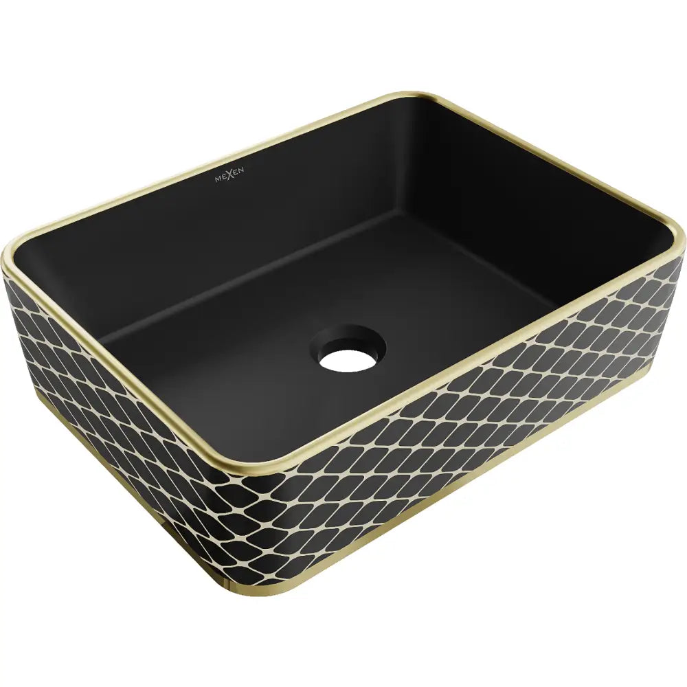 Mexen Catia Servant for Pålegg 48x37 Cm Matt Svart/gull Rutemønster