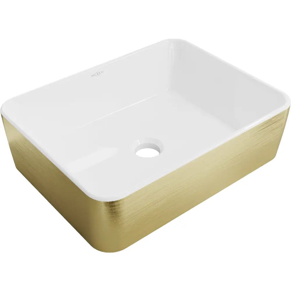 Mexen Catia Servant for Pålegg 48x38 Cm Hvit/gull Linjemønster