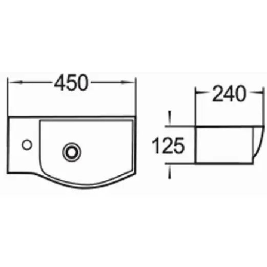 Mexen Hugo Servant for Benkeplate Venstre 45x24 Cm Hvit - 21254500l