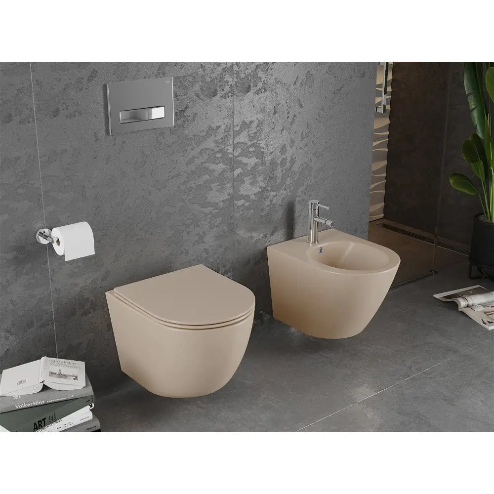 Mexen Lena Toalettskål Rimless med Soft-close Sete i Slim Design Duroplast Matt Cappuccino