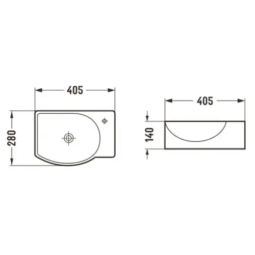 Mexen Mista Servant for Benkeplate Venstre 40x28 Cm Hvit - 22174000l