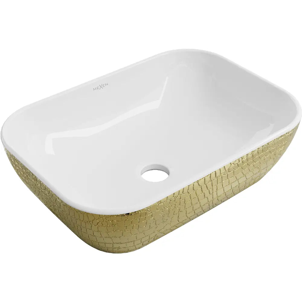 Mexen Rita Overflatevask 45x32 Cm Hvit/gull Skjellmønster