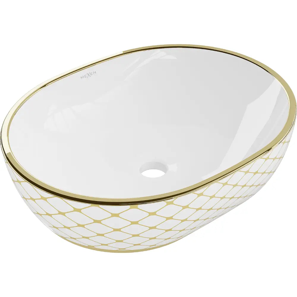 Mexen Viki Servant for Benkeplate 48x35 Cm Hvit/gull Rutenett Mønster