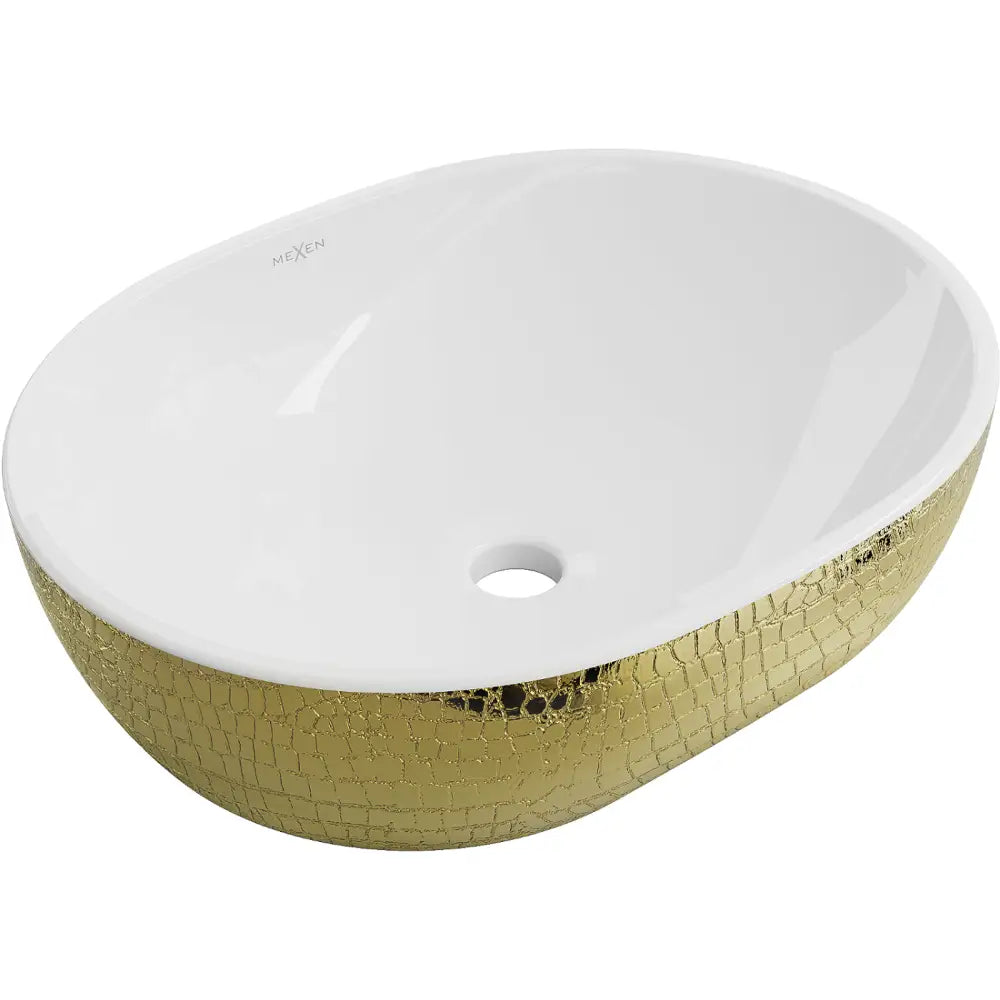 Mexen Viki Servant for Montering på Benkeplate 48x35 Cm Hvit/gull Skjellmønster