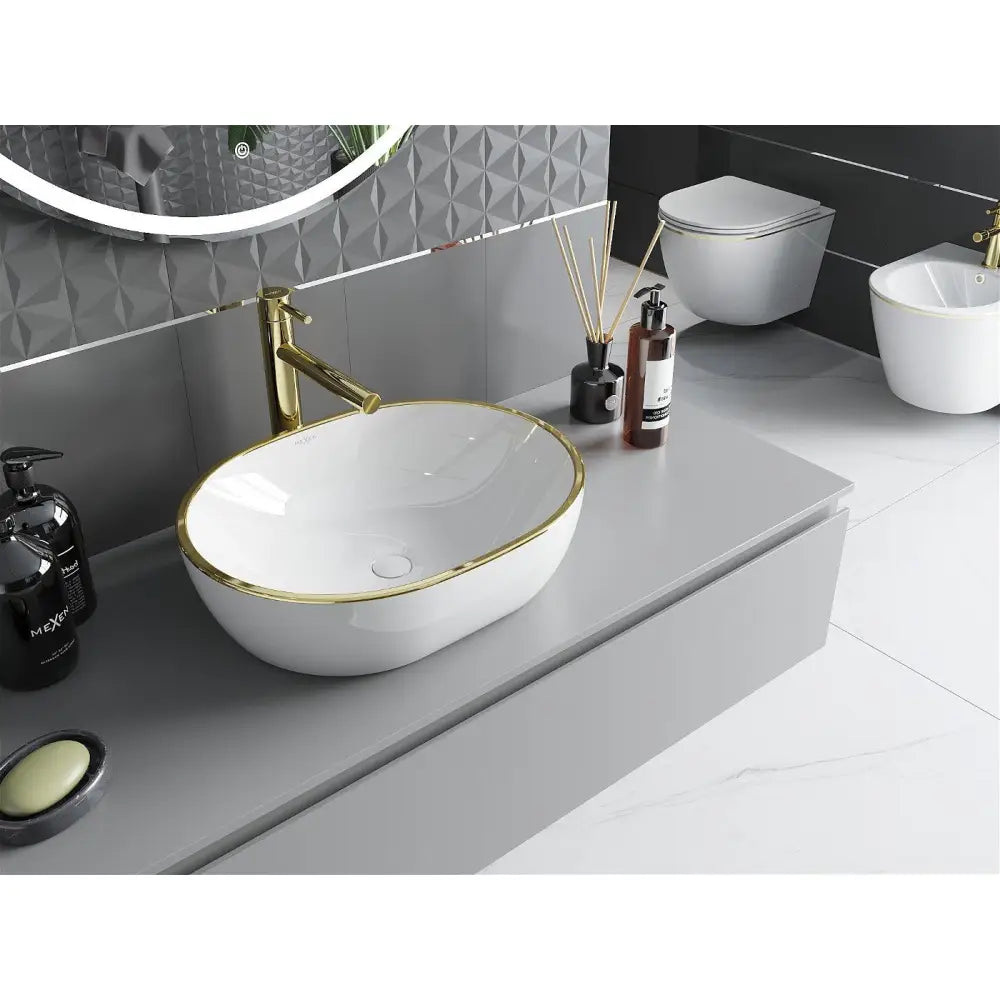 Mexen Viki Servant for Plassering på Benkeplate 48x35 Cm Hvit/gull Kant