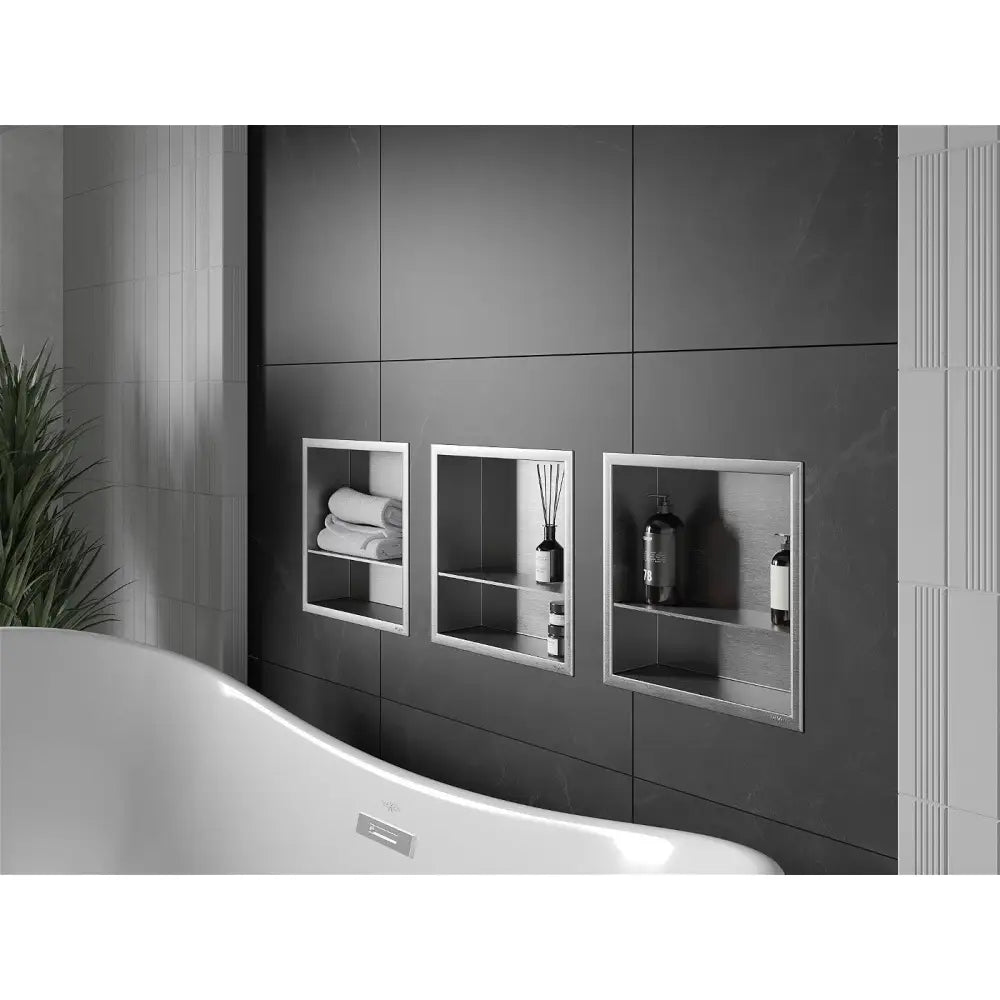 Mexen X-wall-r Nisjehylle med Kant og Hylle 30x30 Cm Rustfritt Stål - 1910303010s