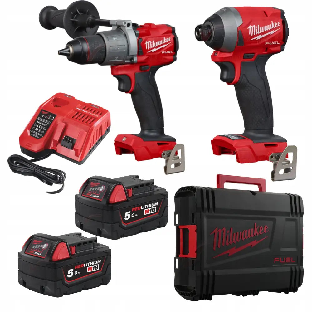 Milwaukee Skrutrekker og Vinkeltrekker Sett med 2x 5ah Batterier