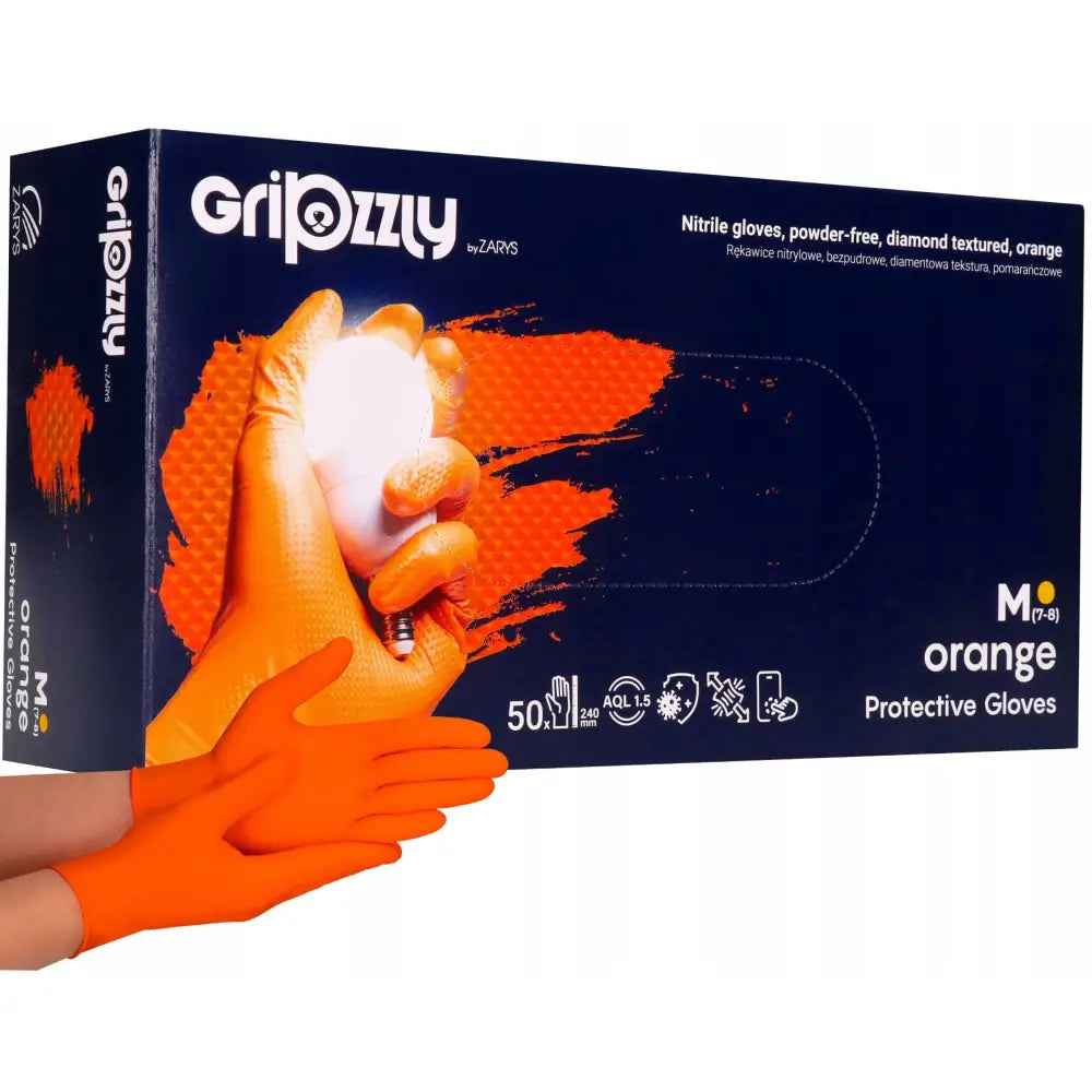 Nitrilhansker Sterke Arbeidshansker Orange Grip m 50 Stk