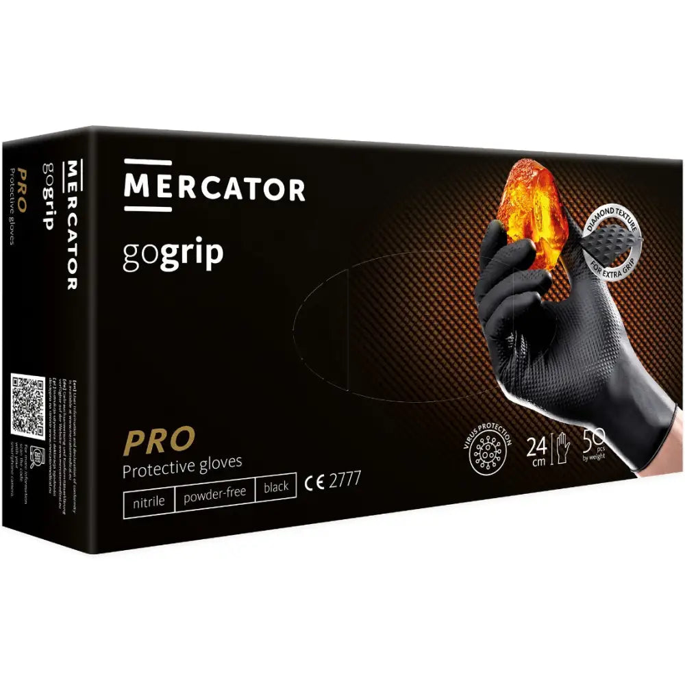 Nitrilhansker Verkstedhansker Mercator Go Grip Svart Xxl 50 Stk