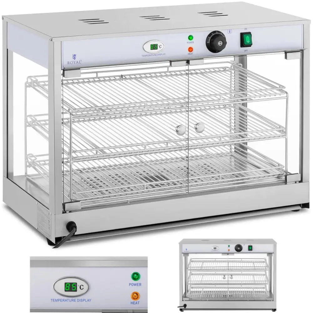 Oppvarmet Matpresentasjonsdisplay 3 Hyller 25-85c 1200w