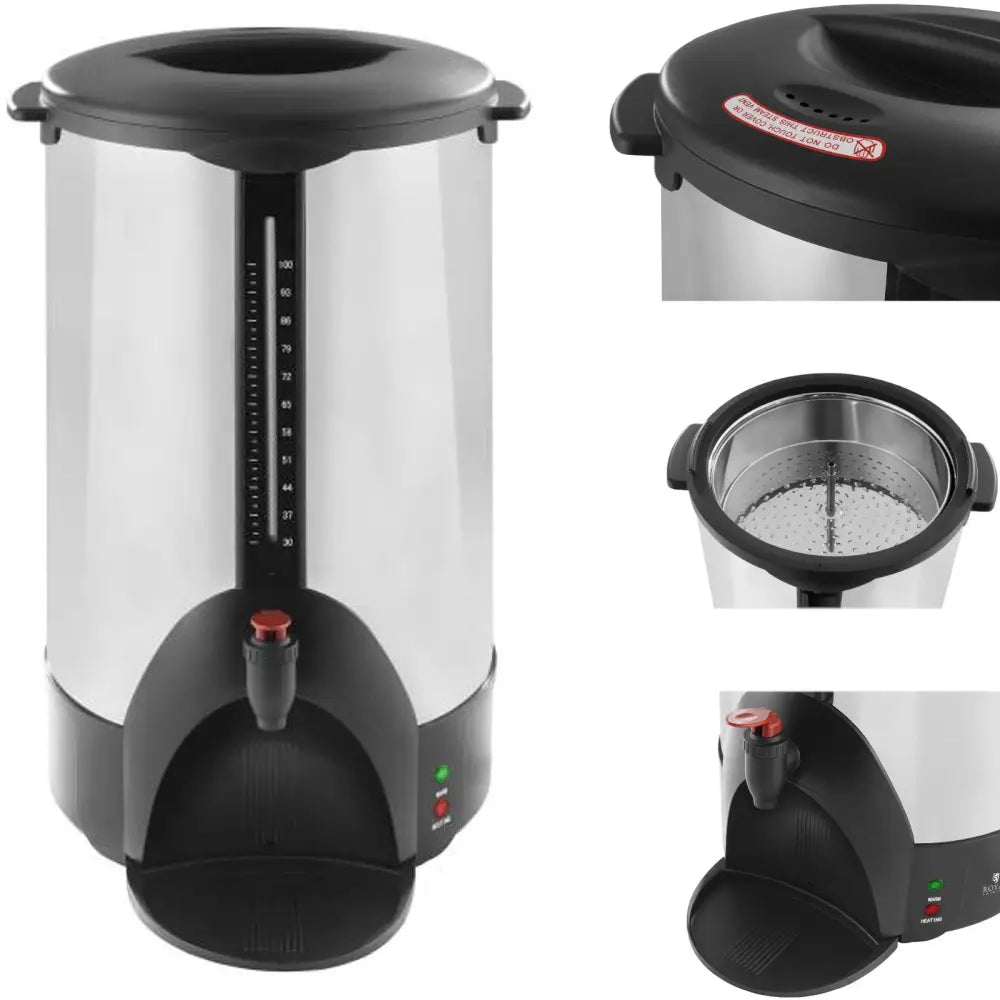 Perkolator Dobbeltvegget Stål Kaffetrakter og Tekoker 230v 16l