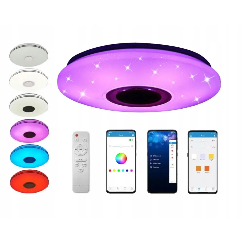 Plafon Mikka Rgb 50x7,5 Cm Hvit 72w Høyttaler Fjernkontroll