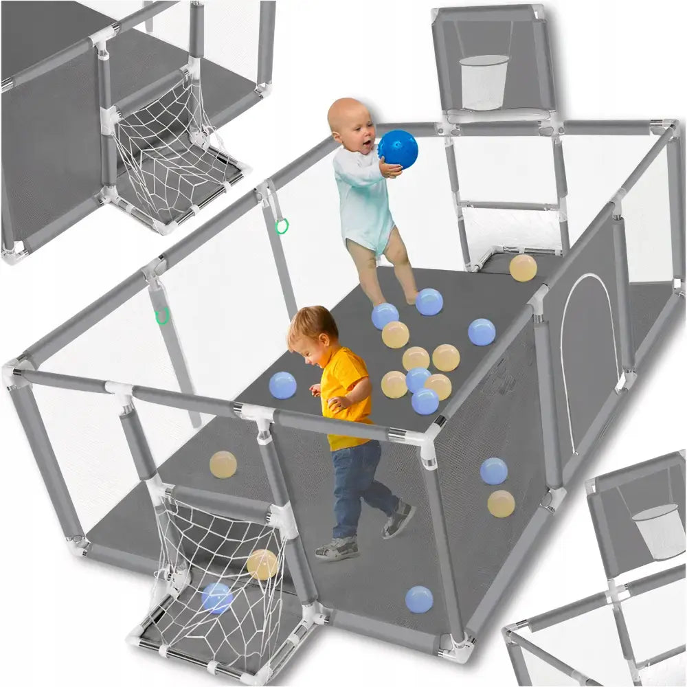 Premium Lekegrind for Barn Lekeplass Tørr Basseng 180x120 Stor Stabil Grå Salg!