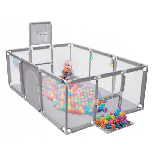 Premium Lekegrind for Barn Lekeplass Tørr Basseng 180x120 Stor Stabil Grå Salg!