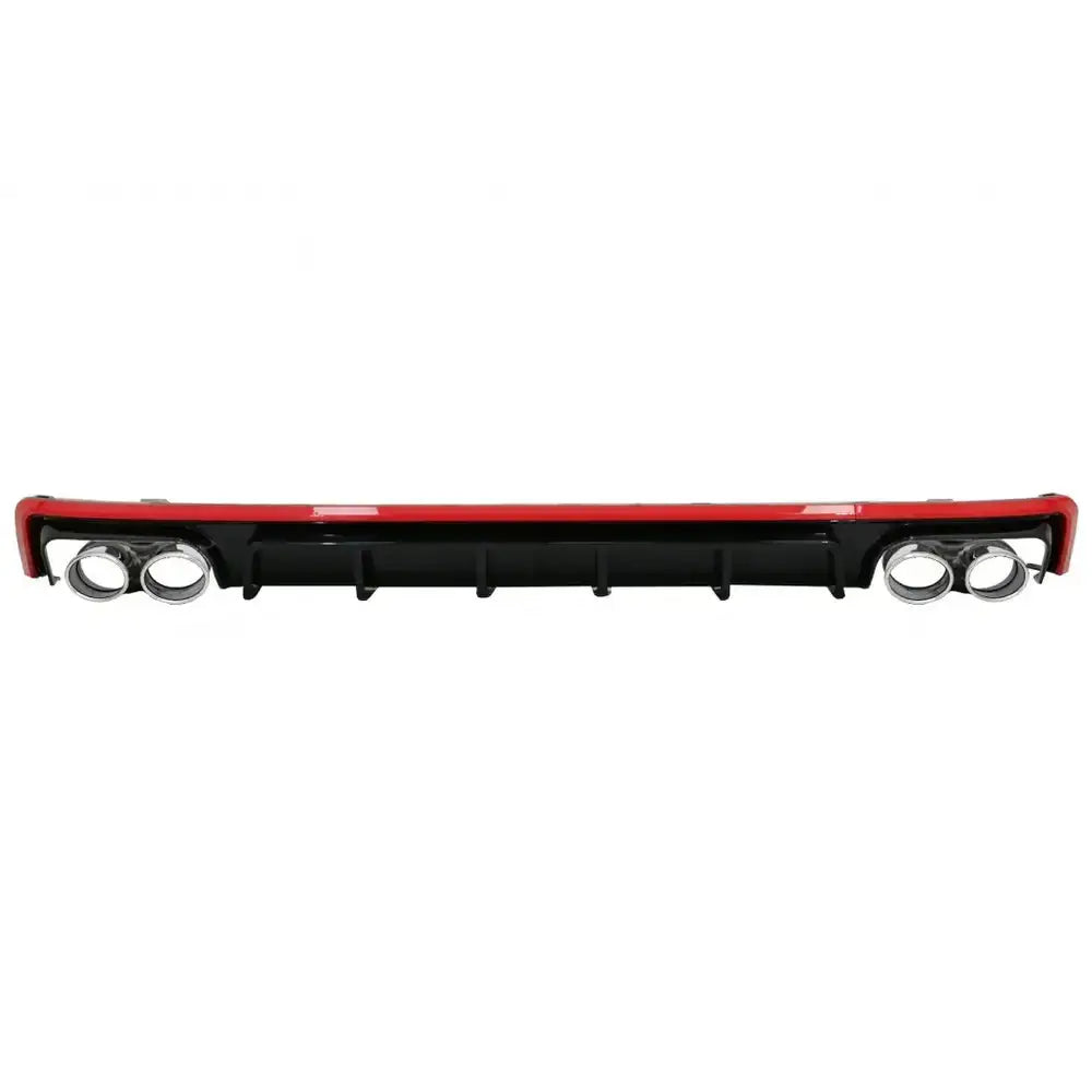 Rear Bumper Valance Diffuser & Exhaust Tips Suitable for Audi A6 C8 4k Avant Sedan (2018-up) S6 Design Red