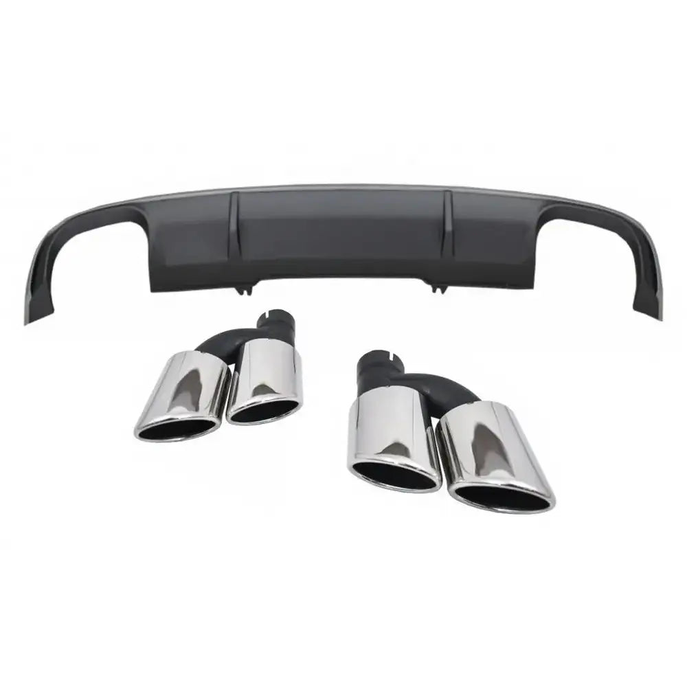 Rear Bumper Valance Diffuser Suitable for Audi A4 B9 8w Sedan/avant (2016-2018) With Exhaust Muffler Tips Tail Pipes S4