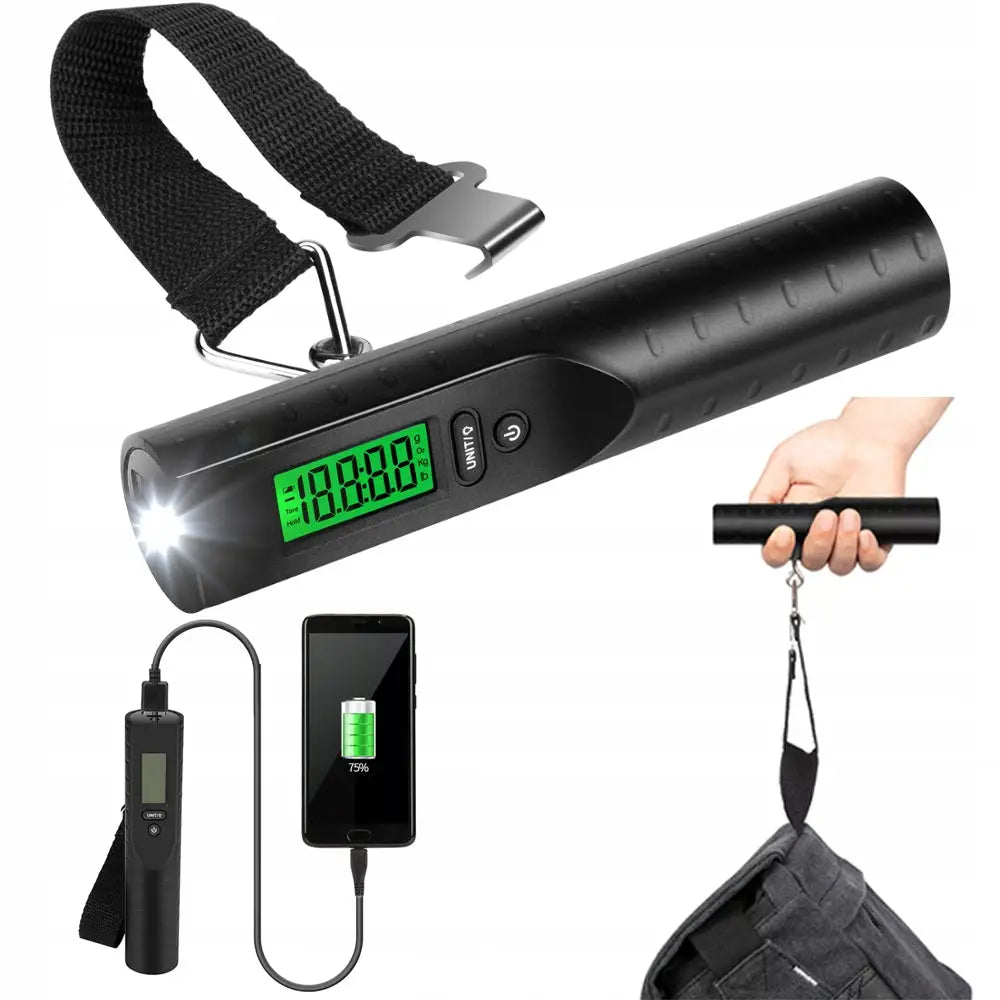 Reisebagasjevekt Elektronisk Powerbank 3000mah Lommelykt Termometer