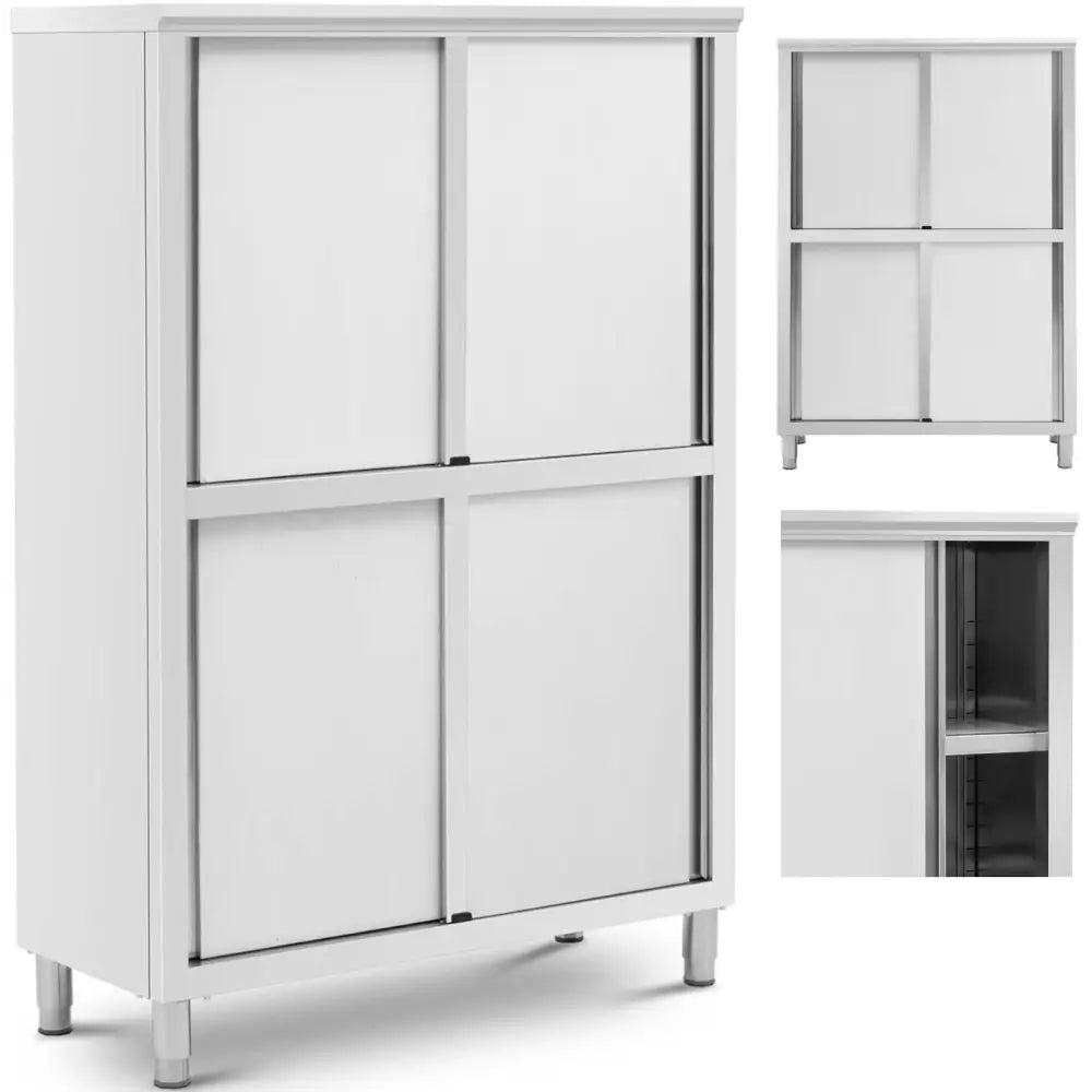 Rustfritt Stål Skyvedør Lagringsskap 200 Kg 120 x 50 x 180 Cm