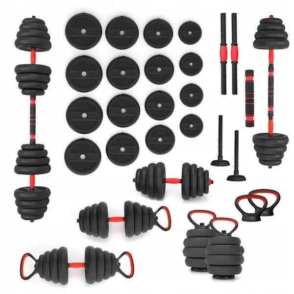 Sammenleggbar Gryf Vektstang med Justerbar Vekt for Trening 30kg Sett 6-i-1 Hms