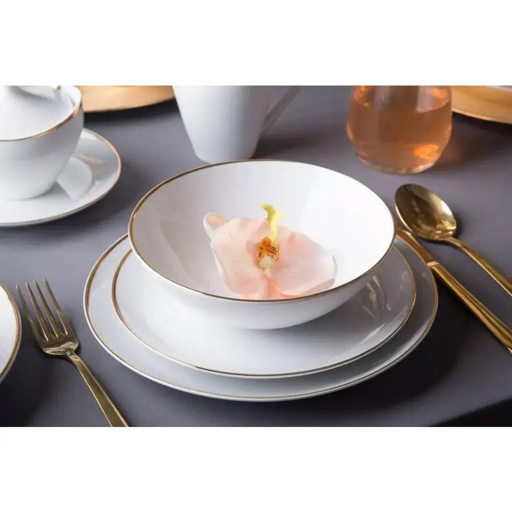 Servise for Middag Porselenstallerkener Mariapaula Moderna Gold 18 Deler for 6 Personer