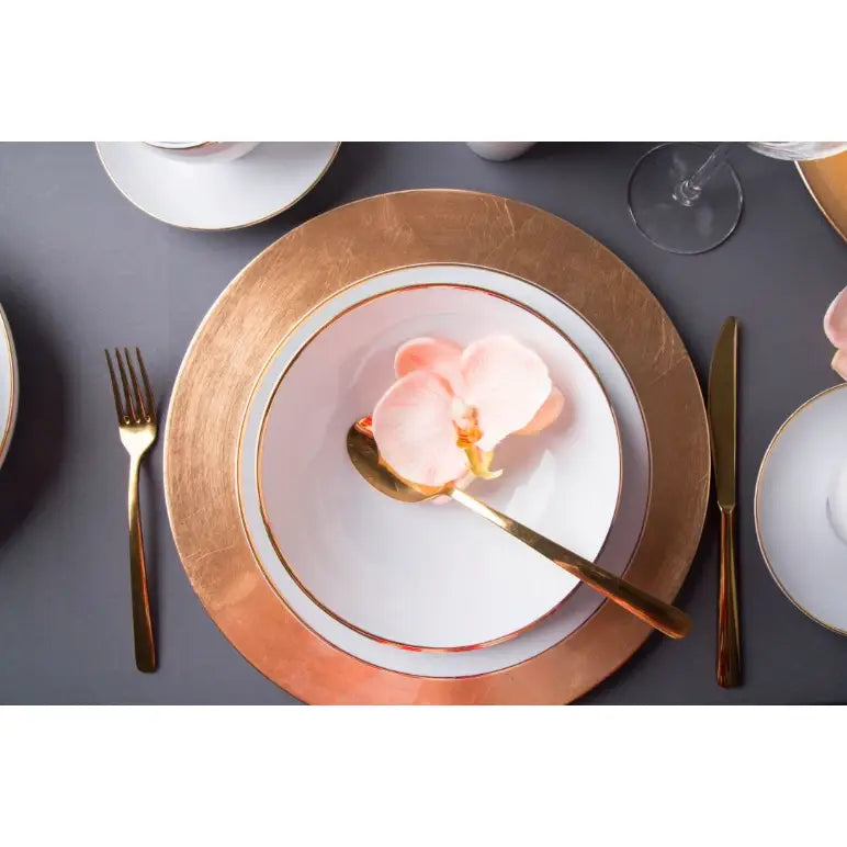 Servise for Middag Porselenstallerkener Mariapaula Moderna Gold 18 Deler for 6 Personer