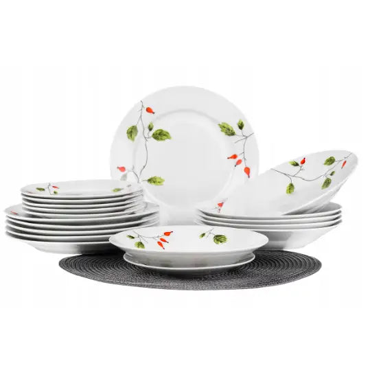 Servise Middagsett for 6 Personer 18 Deler Porselensett