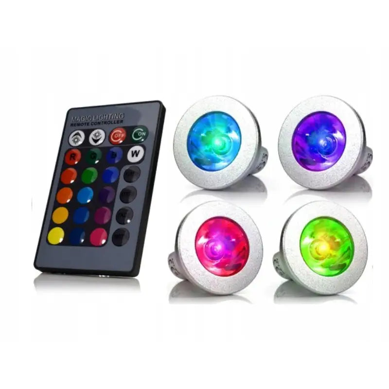 Sett med 4 Dekorative Rgb Led-spotlys Gu10 + Fjernkontroll